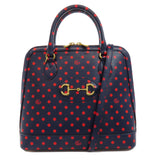 Gucci Handbag 620850 leather Navy Horsebit Dot Pattern 2WAY Women