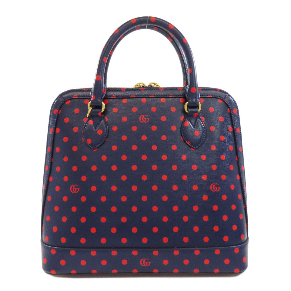 Gucci Handbag 620850 leather Navy Horsebit Dot Pattern 2WAY Women