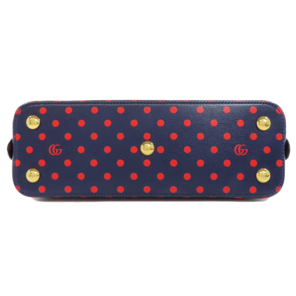 Gucci Handbag 620850 leather Navy Horsebit Dot Pattern 2WAY Women