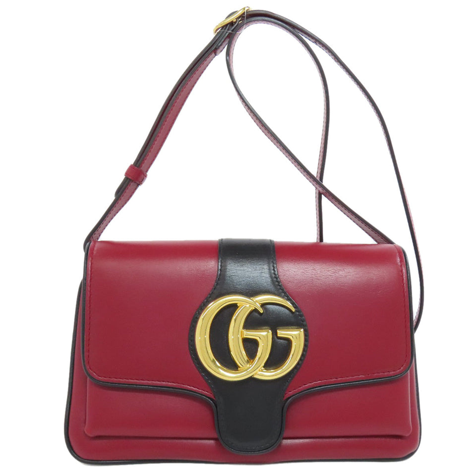 Gucci Shoulder Bag 550129 Calfskin Red Ally GG Marmont Women