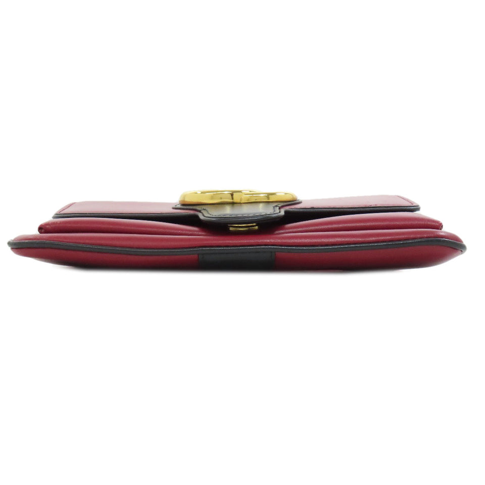 Gucci Shoulder Bag 550129 Calfskin Red Ally GG Marmont Women