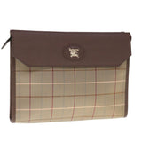 Luxury BurberrySs Nova Check Clutch Bag Canvas Brown Auth 65917