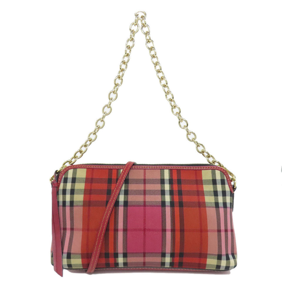 Burberry Shoulder Bag canvas Red Check Pattern