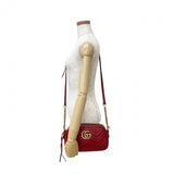 Gucci Shoulder Bag leather Red GG Marmont