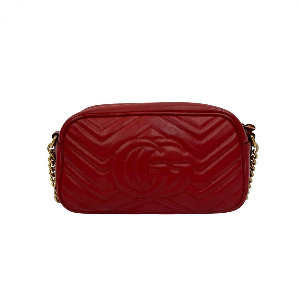 Gucci Shoulder Bag leather Red GG Marmont