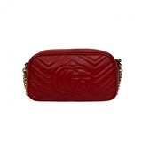 Gucci Shoulder Bag leather Red GG Marmont