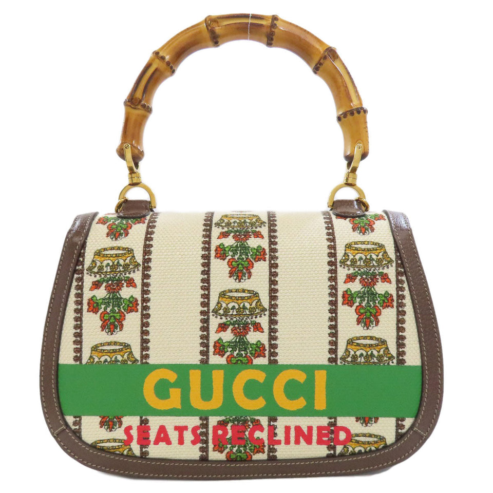 Gucci Handbag 681173 canvas Brown Bamboo bag 100th anniversary model Women