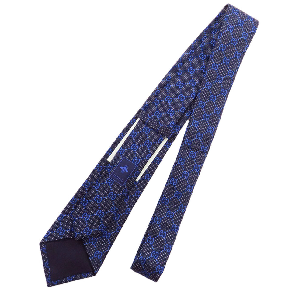 Gucci tie silk Navy GG pattern mens