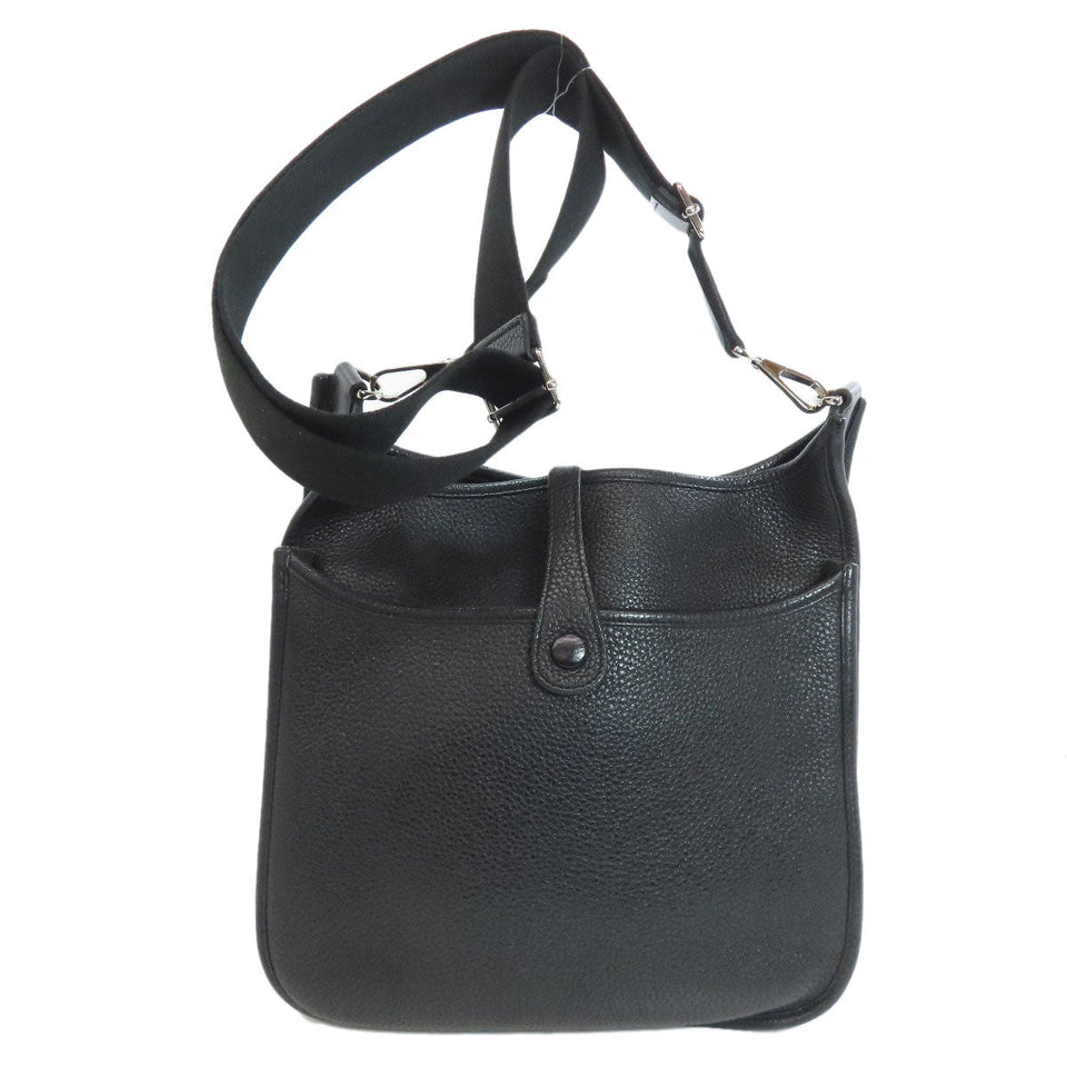 Hermes Shoulder Bag Taurillon Clemence black Evelyn 3 PM SilverMetal Women