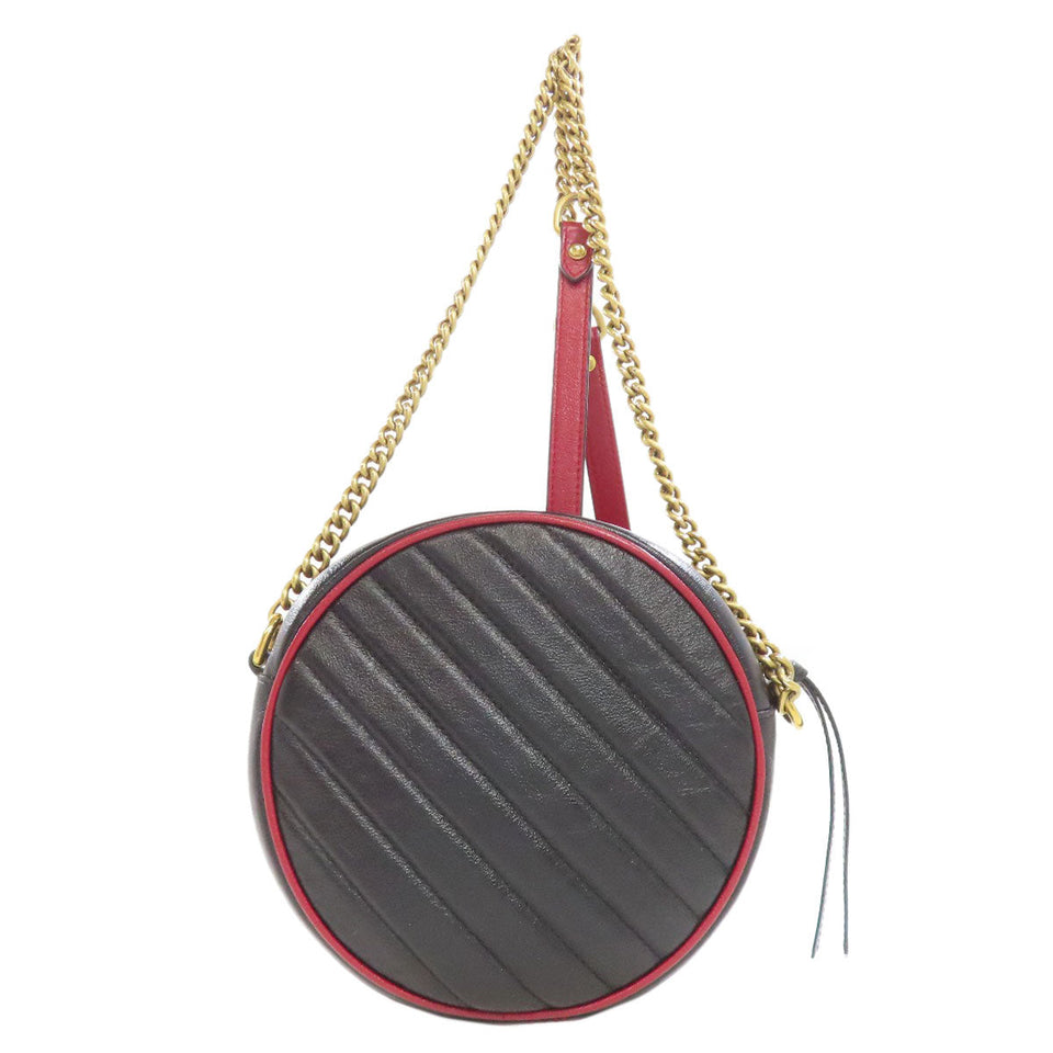 Gucci Shoulder Bag 550154 leather black Round Chain Shoulder Women