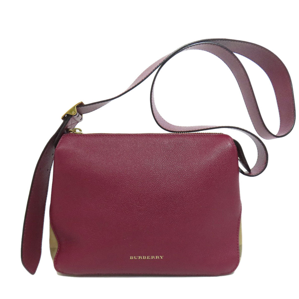 Burberry Shoulder Bag leather purple logo Women