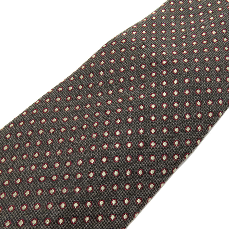 Gucci tie Wool, Silk Brown logo dot pattern mens