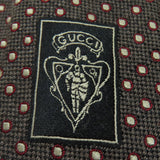 Gucci tie Wool, Silk Brown logo dot pattern mens