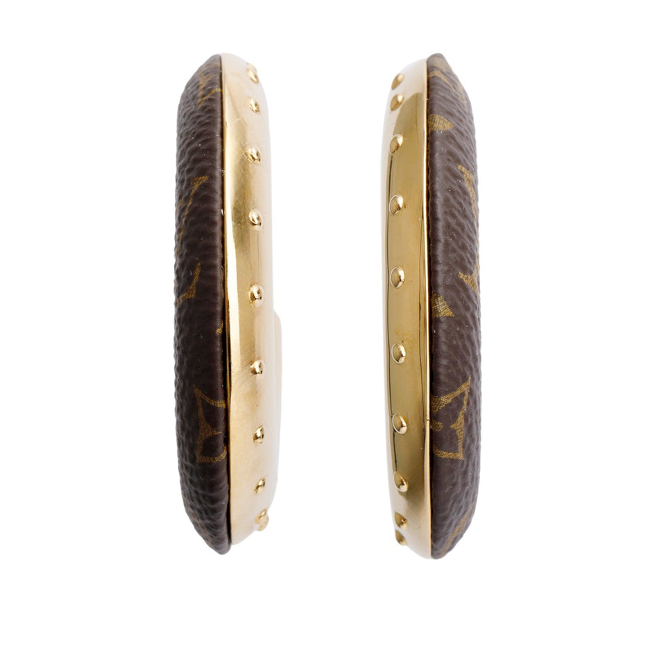 Louis Vuitton Monogram Canvas Gold Tone Wild V Hoop Earrings