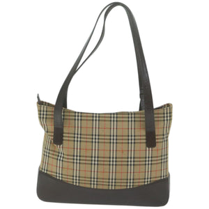 Luxury Burberry Nova Check Tote Bag Canvas Beige Auth 66489