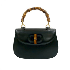 Gucci Shoulder Bag leather black Bamboo