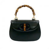 Gucci Shoulder Bag leather black Bamboo