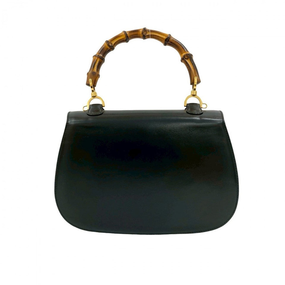 Gucci Shoulder Bag leather black Bamboo