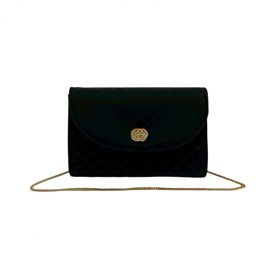 Gucci Shoulder Bag Satin black ChainShoulder