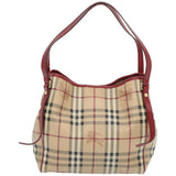 Luxury Burberry Nova Check Tote Bag PVC Beige Red Auth 66734