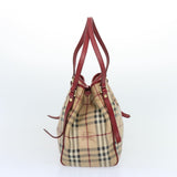 Luxury Burberry Nova Check Tote Bag PVC Beige Red Auth 66734
