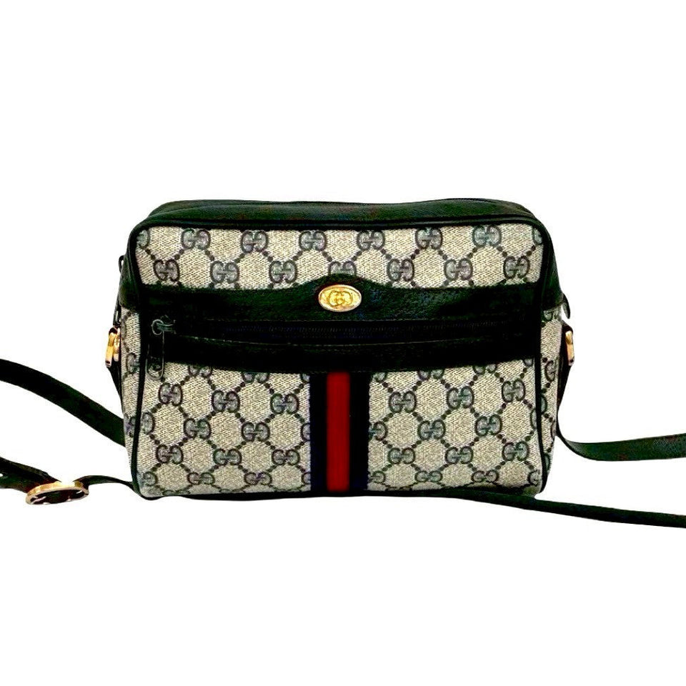Gucci Shoulder Bag leather Navy Sherry line