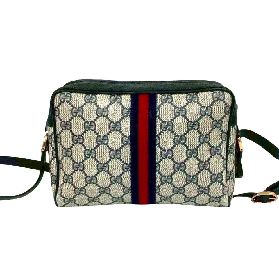 Gucci Shoulder Bag leather Navy Sherry line