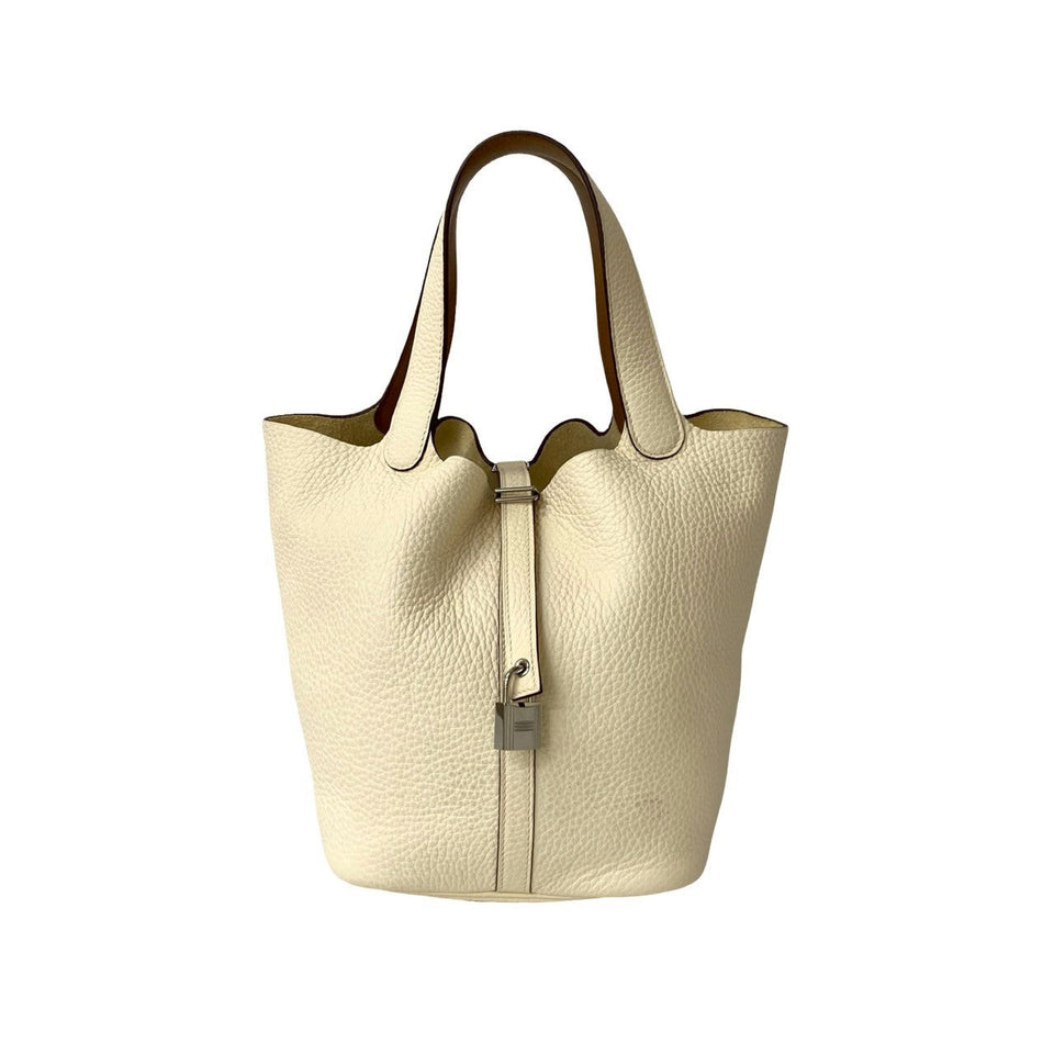 Hermes Handbag Taurillon Clemence white Picotan Lock MM