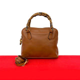 Gucci Shoulder Bag leather Brown Bamboo