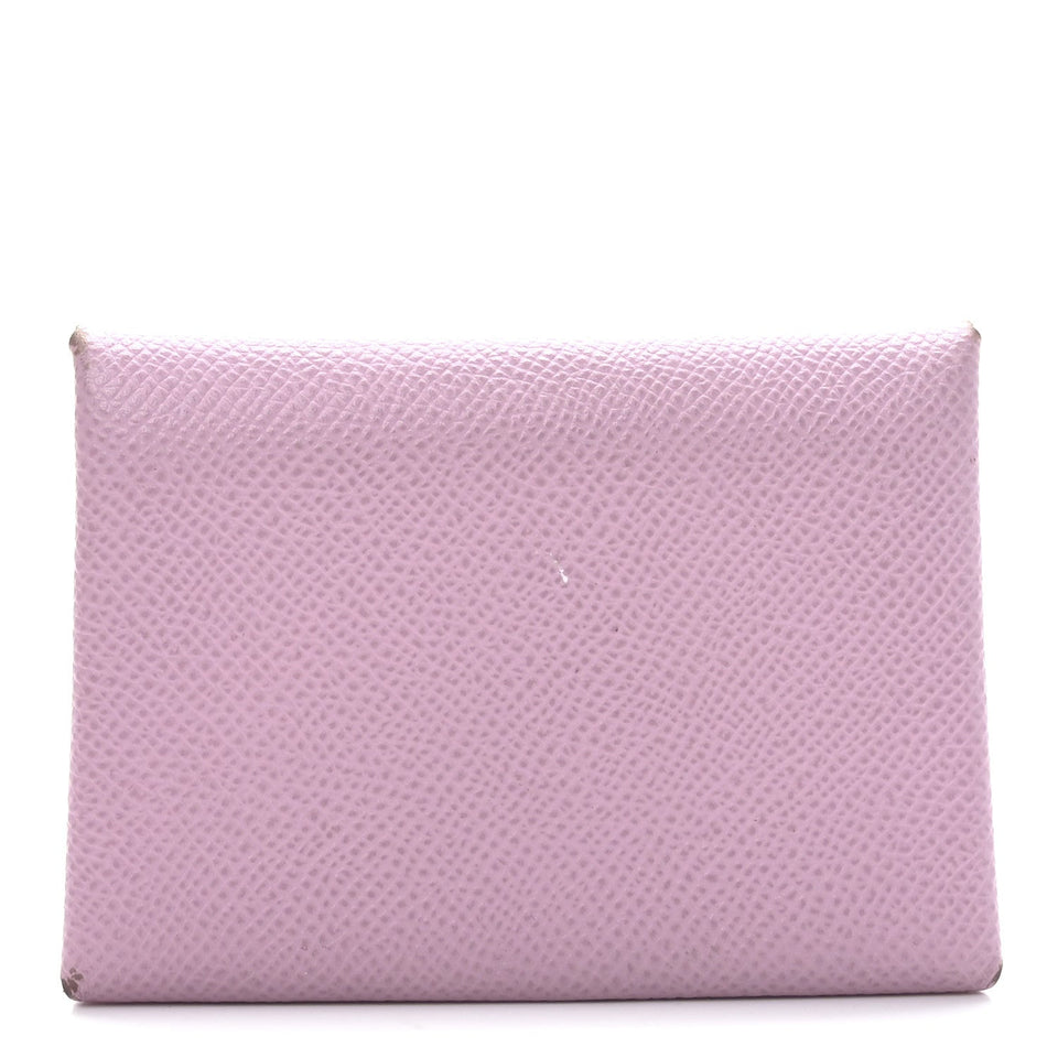 Hermes Epsom Calvi Duo Card Case Mauve Sylvestre