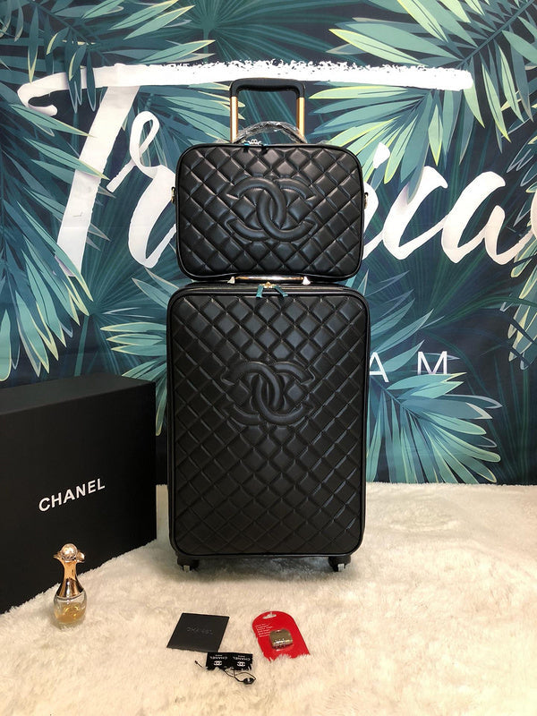 Chanel Quilted Cabin Luggage Set Black | Bags Junction Travel Collection