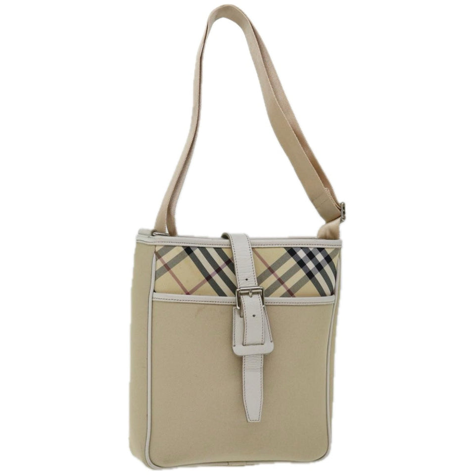 Luxury Burberry Nova Check Shoulder Bag Canvas Beige Auth 67083