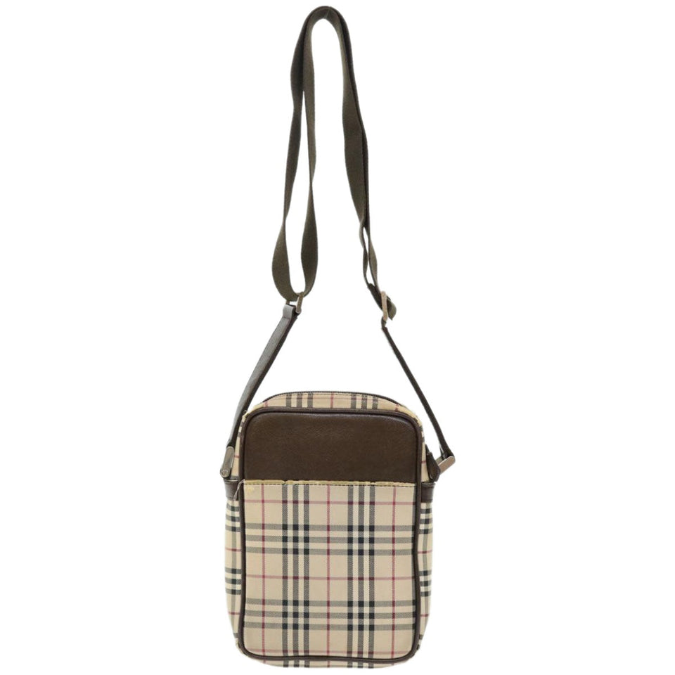 Luxury BurberrySs Nova Check Shoulder Bag Canvas Beige Auth 67085