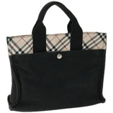 Luxury BurberrySs Nova Check Hand Bag Canvas Beige Black Auth 67106