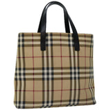 Luxury Burberry Nova Check Hand Bag PVC Beige Black Auth 67112