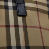 Luxury Burberry Nova Check Hand Bag PVC Beige Black Auth 67112