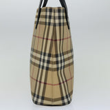 Luxury Burberry Nova Check Hand Bag PVC Beige Black Auth 67112