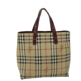 Luxury Burberry Nova Check Tote Bag PVC Beige Auth 67654