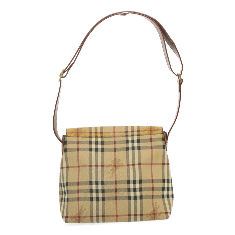 Luxury Burberry Nova Check Shoulder Bag PVC Beige Auth 67744
