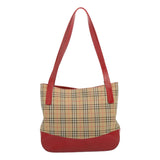 Luxury BurberrySs Nova Check Tote Bag Canvas Beige Red Auth 67775