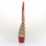 Luxury BurberrySs Nova Check Tote Bag Canvas Beige Red Auth 67775