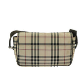 Luxury Burberry Nova Check Shoulder Bag Nylon Beige Auth 68013
