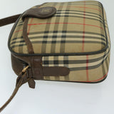 Luxury BurberrySs Nova Check Shoulder Bag Canvas Beige Auth 68023