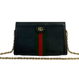 Gucci Shoulder Bag leather black Sherry line Ofidia