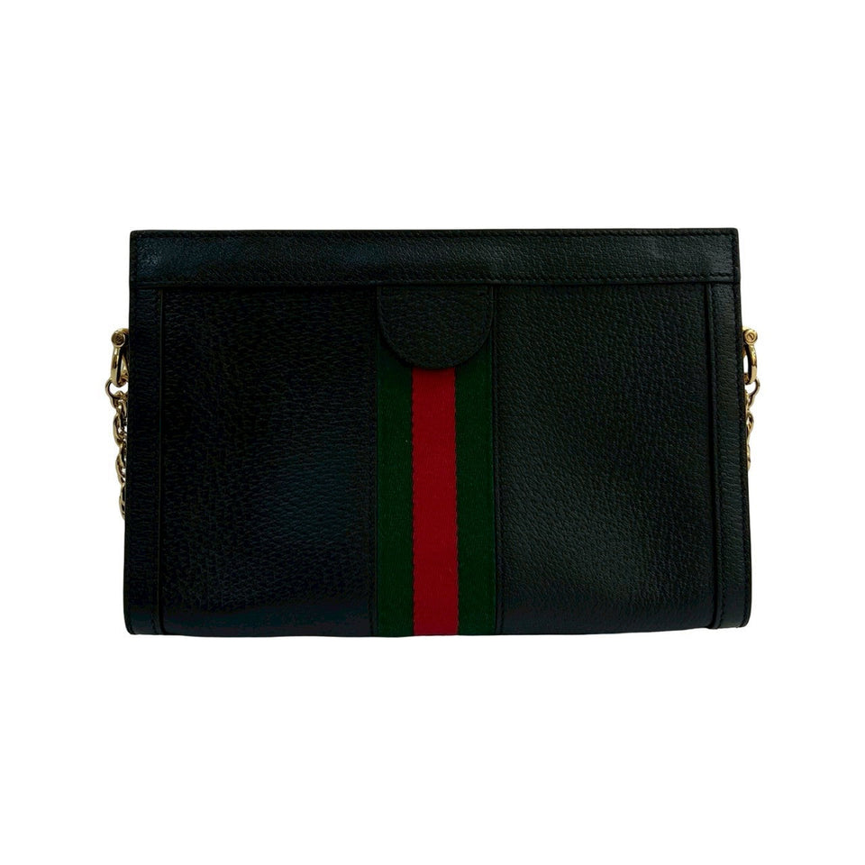 Gucci Shoulder Bag leather black Sherry line Ofidia