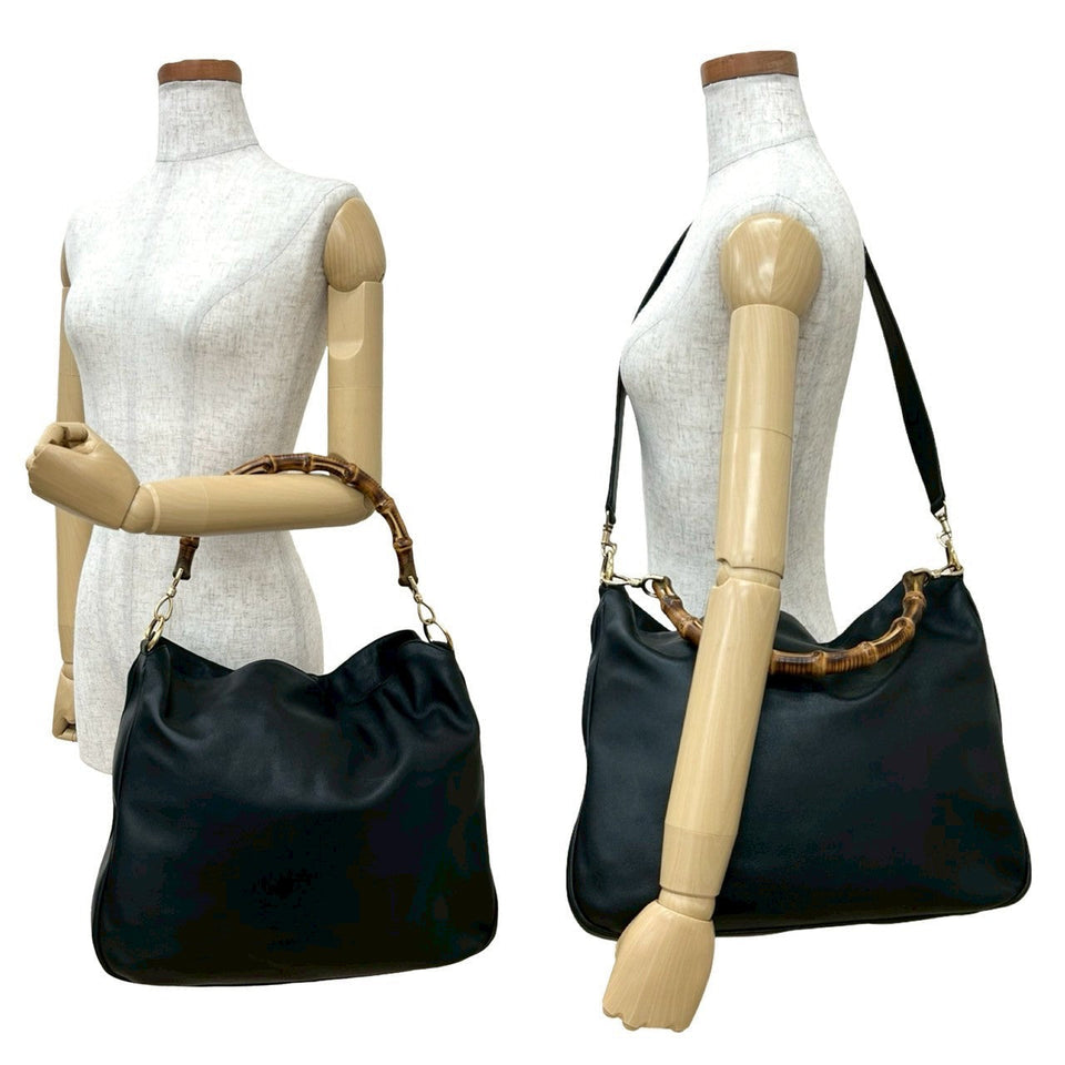 Gucci Handbag leather black Bamboo