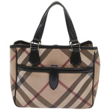 Luxury Burberry Nova Check Hand Bag PVC Beige Auth 68142