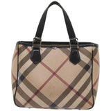 Luxury Burberry Nova Check Hand Bag PVC Beige Auth 68142