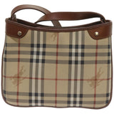 Luxury BurberrySs Nova Check Shoulder Bag PVC Beige Brown Auth 68178