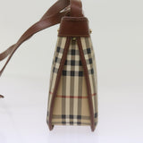 Luxury BurberrySs Nova Check Shoulder Bag PVC Beige Brown Auth 68178